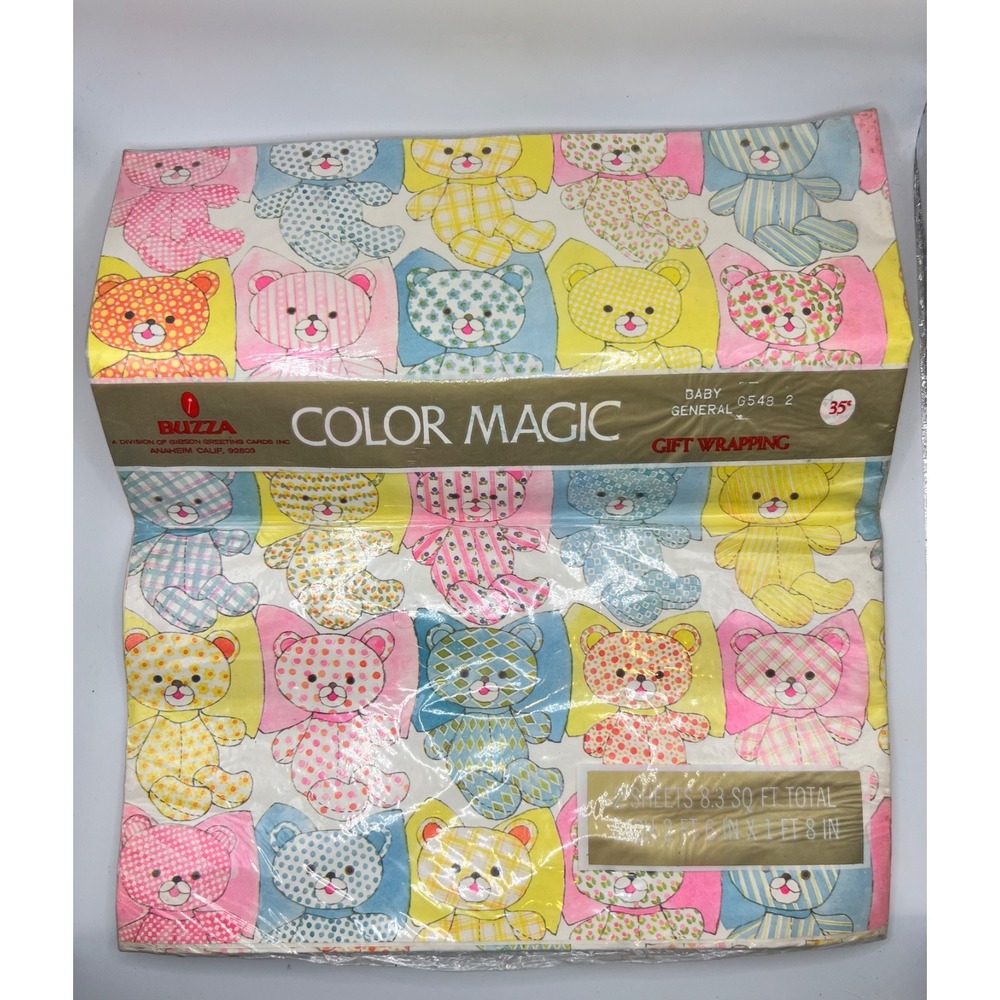 VTG Buzza Color Magic Baby General‎ Gift Wrapped Colorful Teddy Bears Sealed 90s